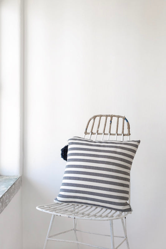 Sofia Stripped Navy Blue Pillow Cover
