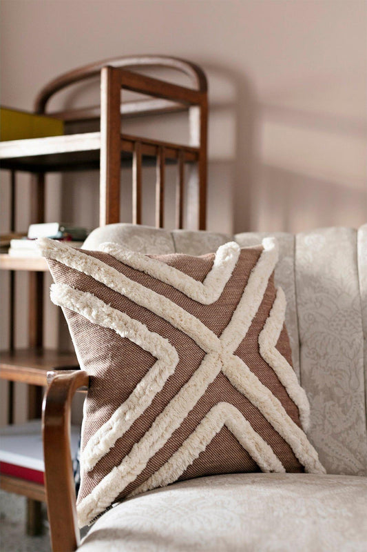 Brown Boho Fee Jute Pillow Cover