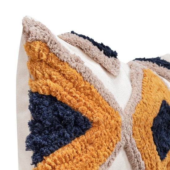 Rectangular bohemian inspired throw pillow close up shot
