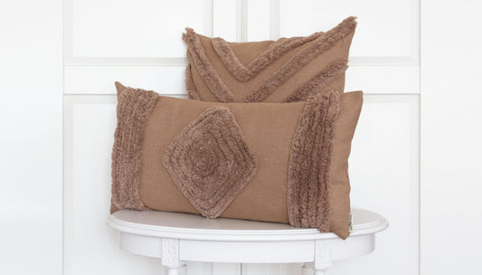 Brown boho decorative throw pillow felix
