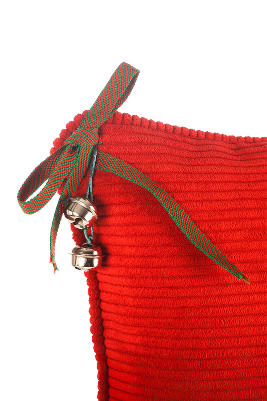 Christmas Red throw pillow cover with jingle bell