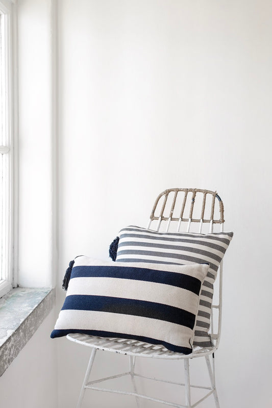 Sofia Stripped Navy Blue Pillow Cover