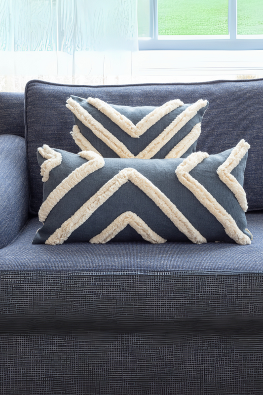 Boho Style Blue Decorative Throw Pillow Cover 