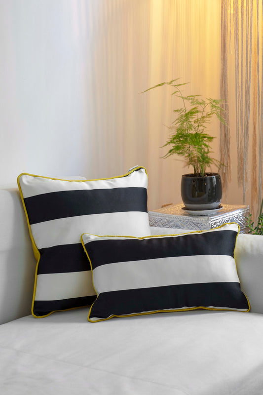 Rectangle and square throw pillow covers on couch,  eclectic decors style