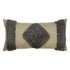 front view of green Bohemian Darel rectangle cushion cover with textured cotton fringe design